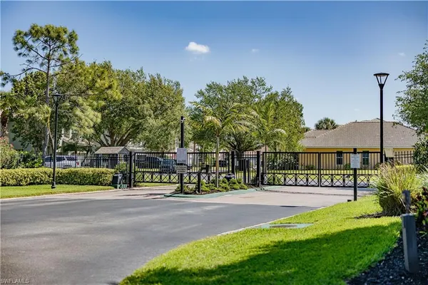 a park view with a bench