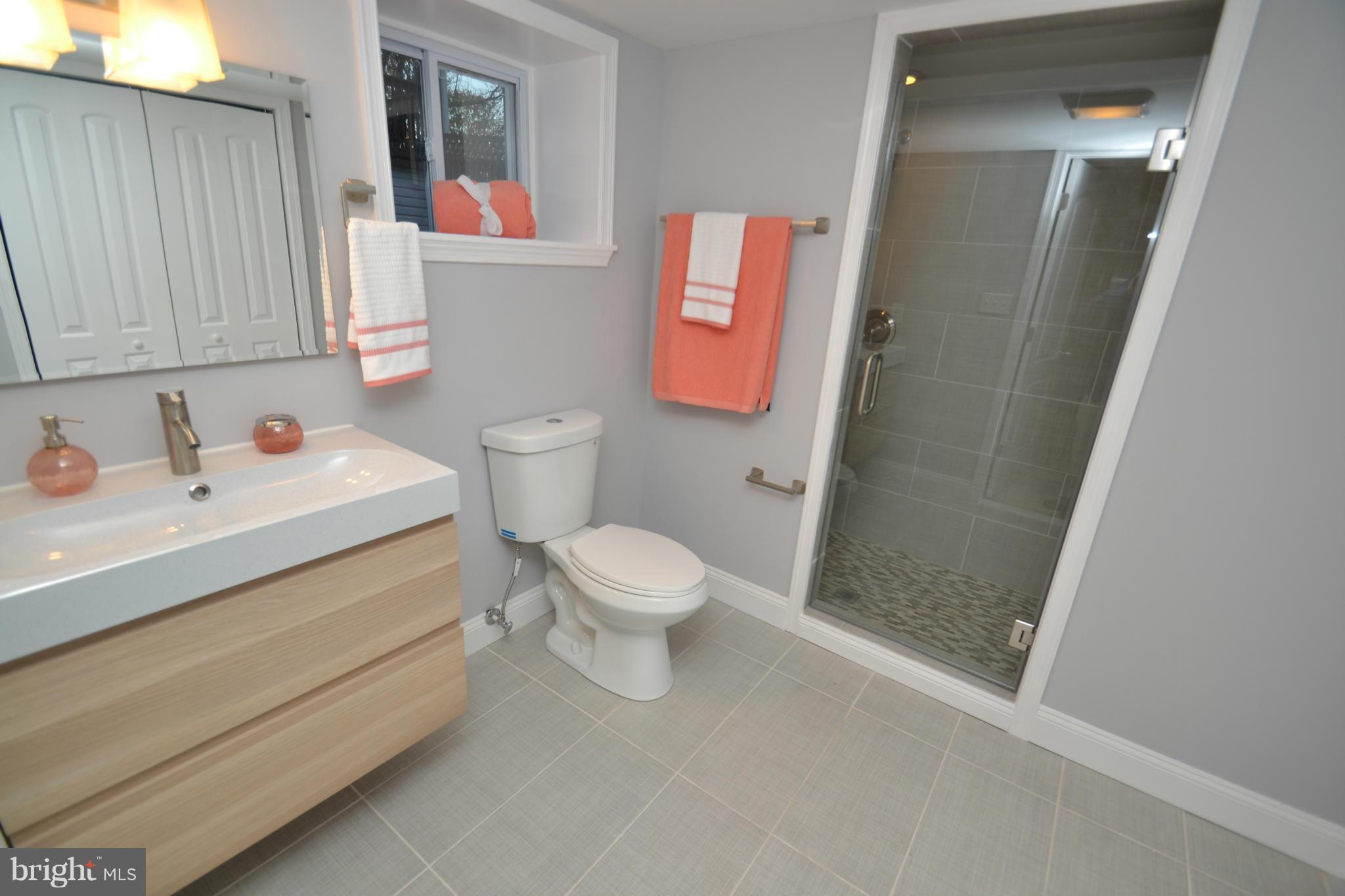 3810 Ridgecroft Road Baltimore, MD 21206 - Photo 28 of 30 a bathroom with a sink a toilet and shower curtain