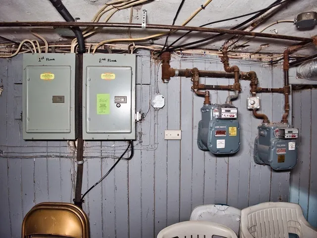 a bathroom with a shower and mirror