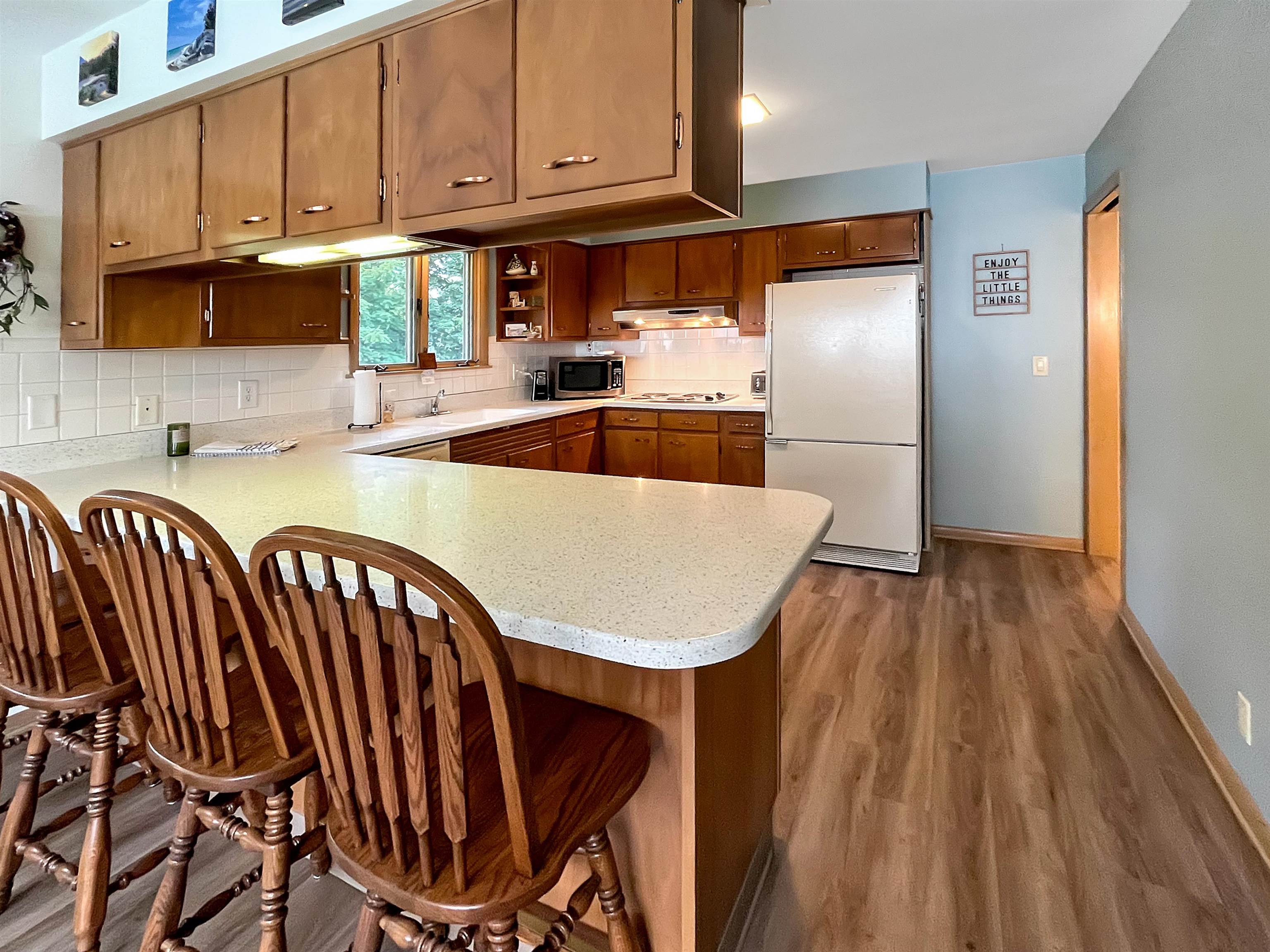 11 East Division Road Shannon, IL 61078 - Photo 10 of 33 a kitchen with sink a refrigerator and wooden cabinets