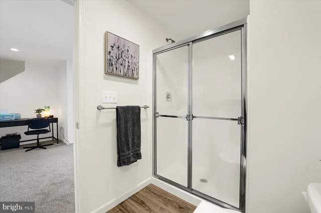 a view of a hallway with closet