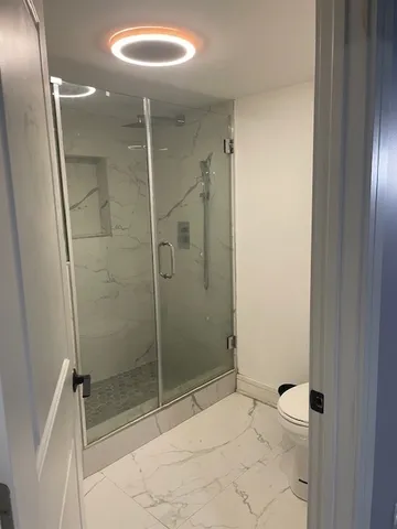 a bathroom with a shower