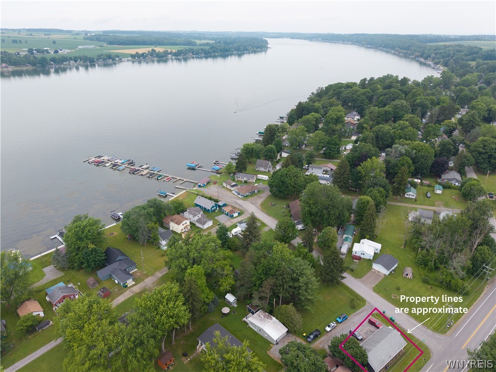 6707 East Lake Road Castile, NY 14427 - Photo 5 of 33 Drone showing vicinity to Lake - property outlined