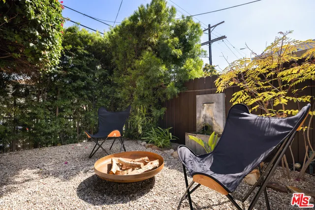 a outdoor view with a seating space