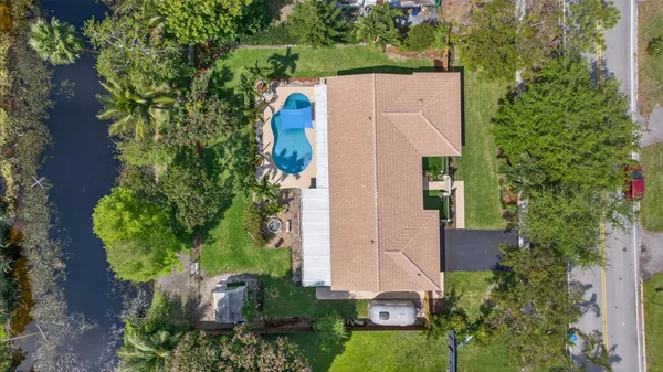 an aerial view of a house
