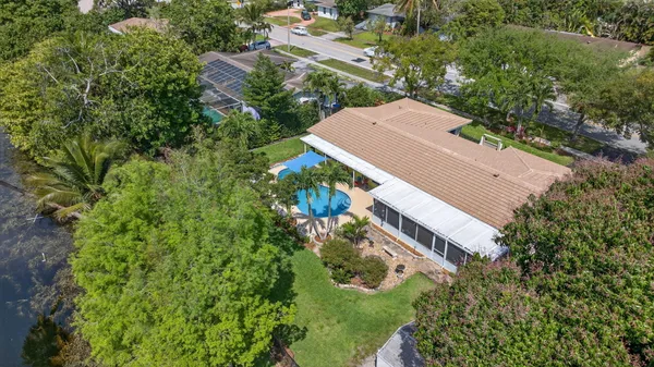 an aerial view of a house