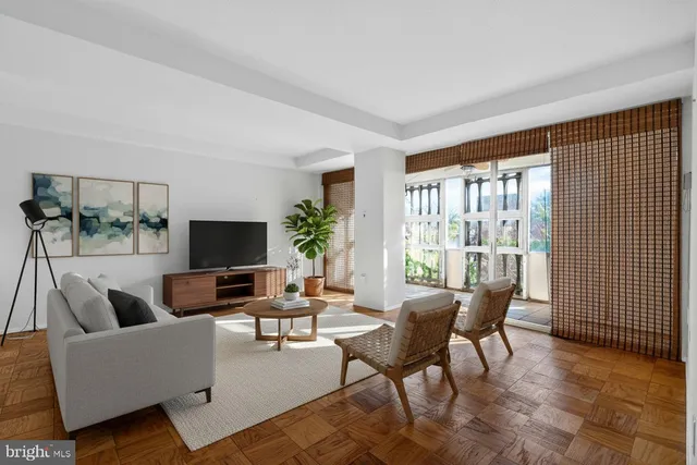 a bathroom with a glass door