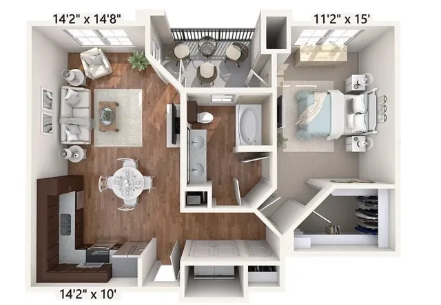 a living room with furniture and a rug