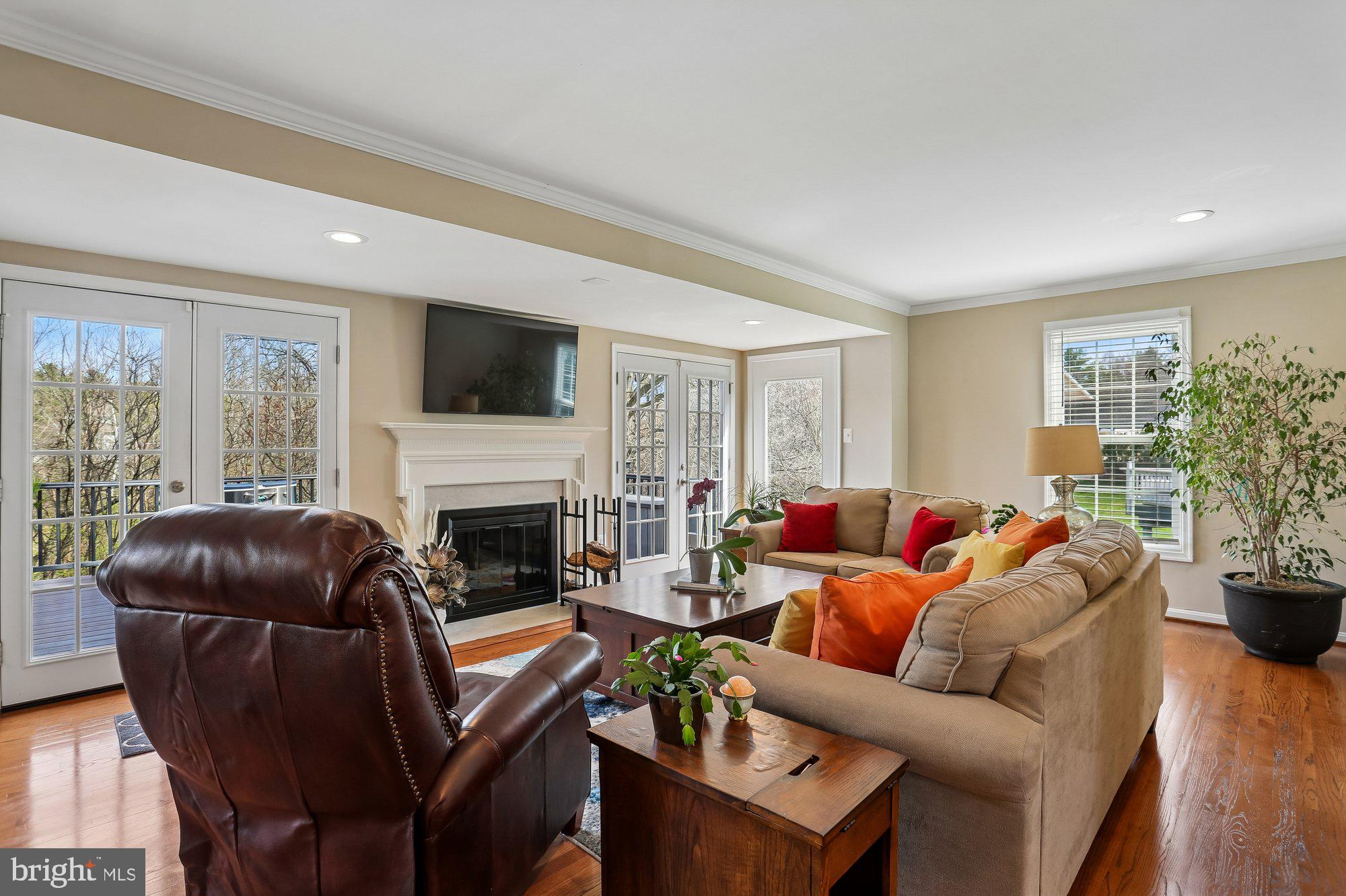 9 Midsummer Court Gaithersburg, MD 20878 - Photo 7 of 69 a living room with furniture a fireplace a flat screen tv and a large window