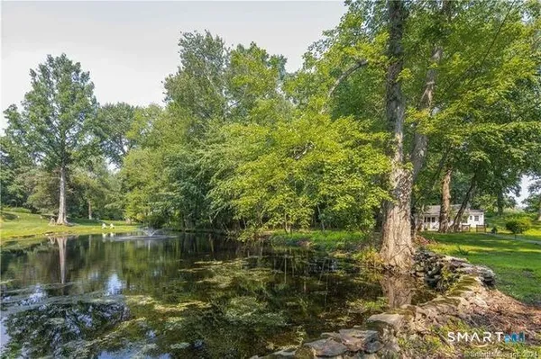 a view of lake with green space