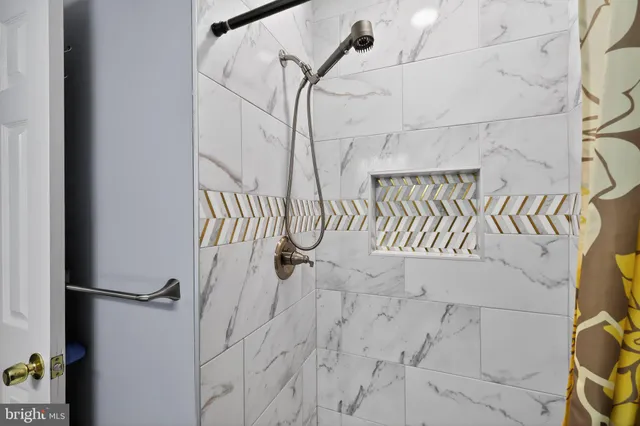 a bathroom with a bathtub