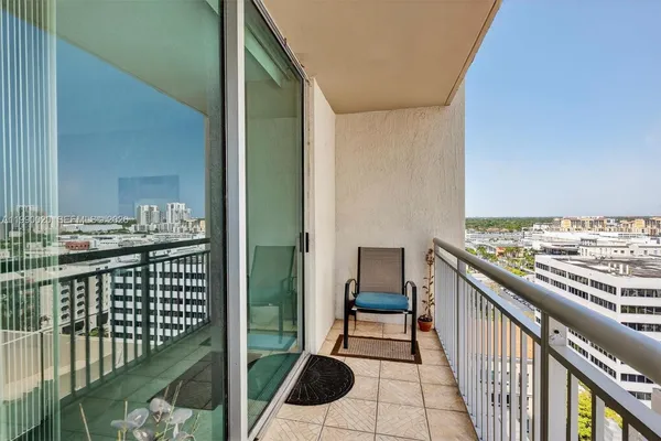 a city view with tall buildings