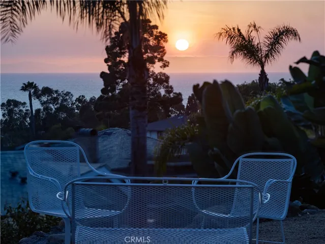 a roof deck with table and chairs a barbeque grill and a palm tree