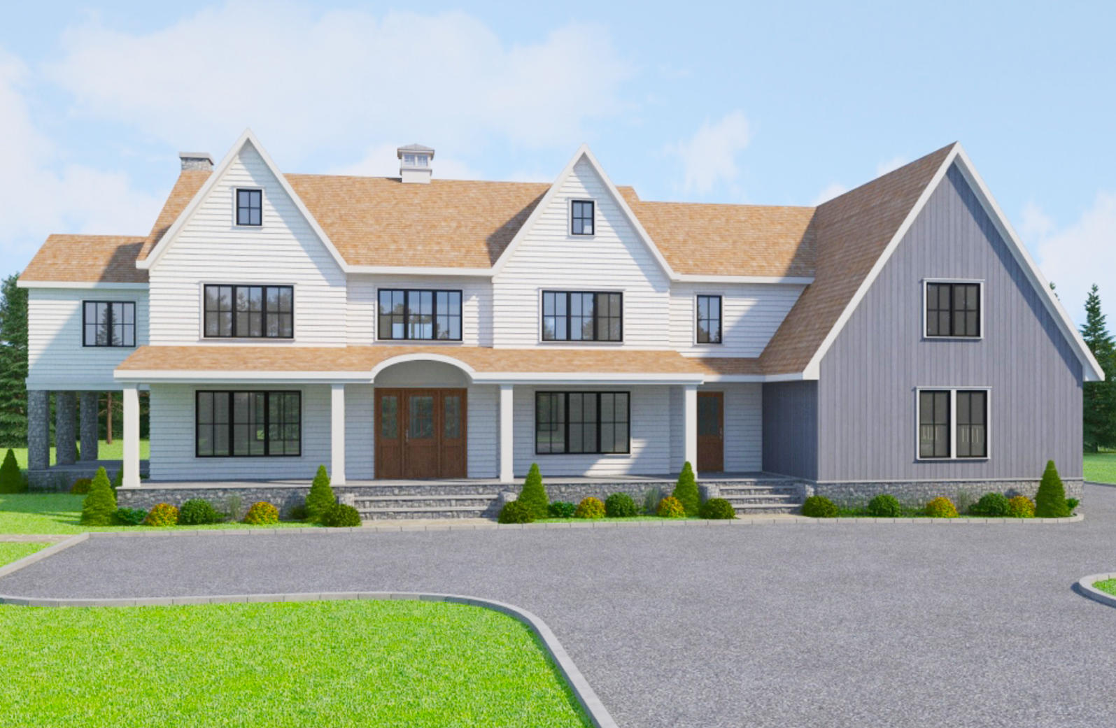 28 B Old Farm Road Darien, CT 06820 - Photo 1 of 2 a front view of a house with a yard and garage