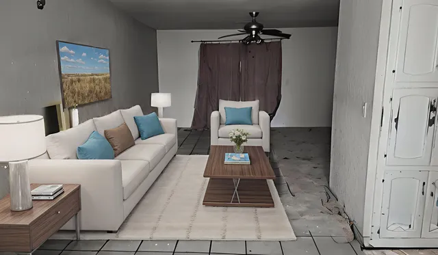 a living room with furniture