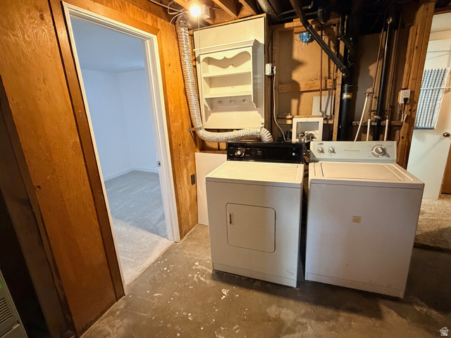 359 East 8400th Street South Sandy, UT 84070 - Photo 20 of 35 Laundry room featuring concrete floors and washing machine and clothes dryer