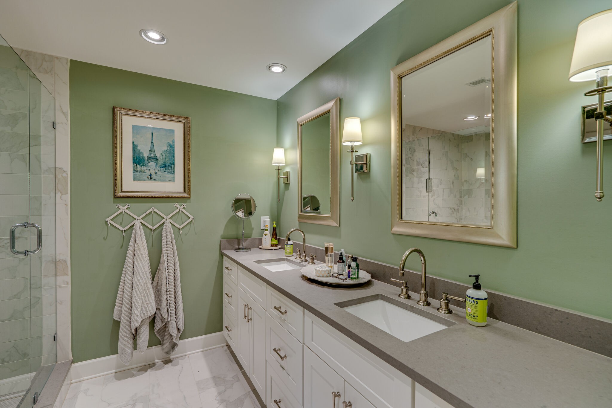 6357 Torrington Road Nashville, TN 37205 - Photo 24 of 48 a bathroom with a double vanity sink and a mirror