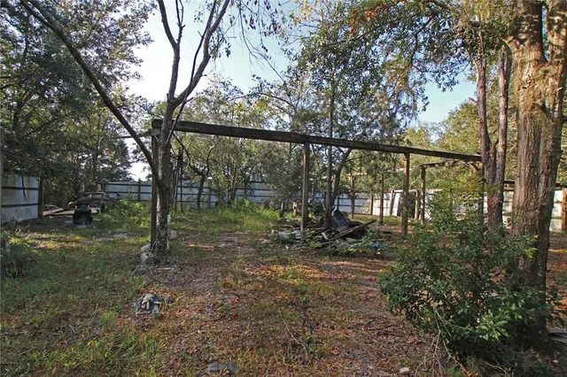 a view of a yard with a tree
