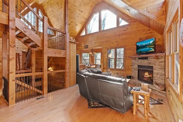 a large room with a large window