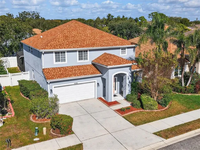 an aerial view of a house