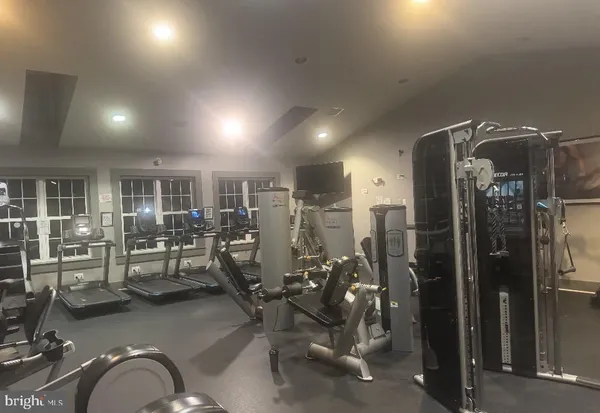 a view of a room with gym equipment