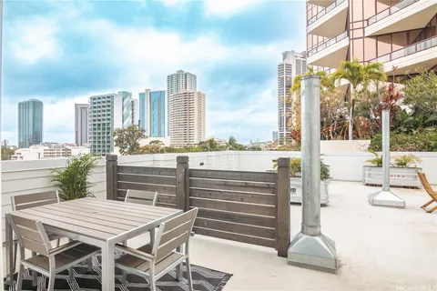 a view of outdoor space with seating