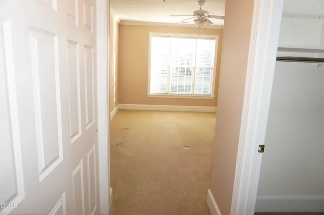 an empty room with a door