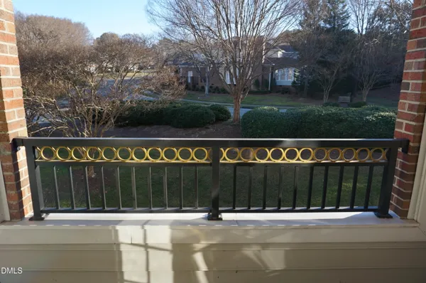 a view of a balcony with a swing
