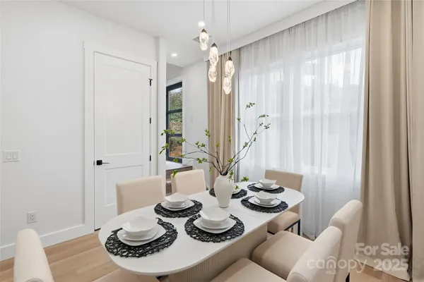 a table and chairs in a dining room