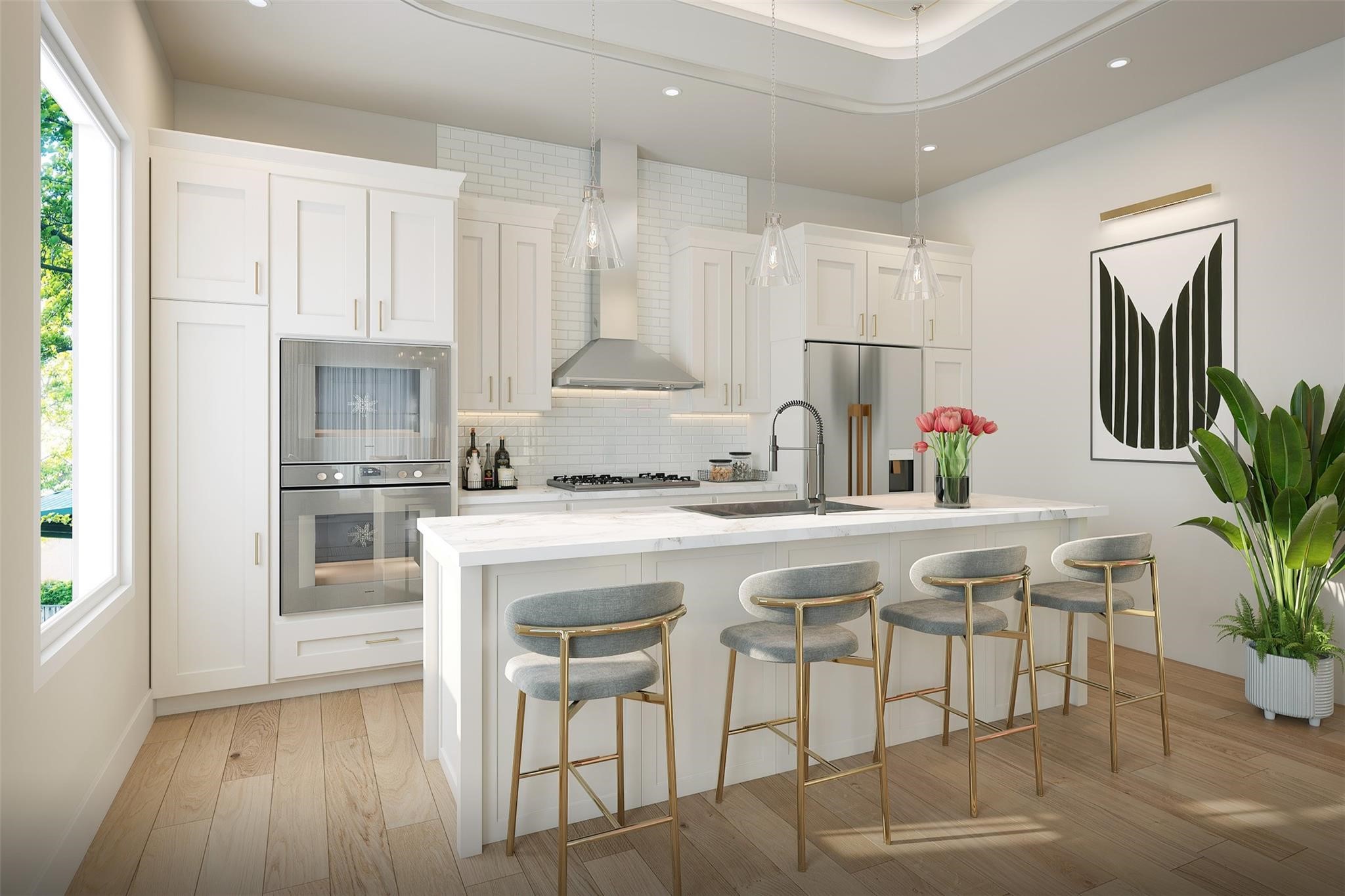 3103 Lelia Street, Unit A Houston, TX 77026 - Photo 2 of 33 a kitchen with stainless steel appliances granite countertop a refrigerator and a stove top oven