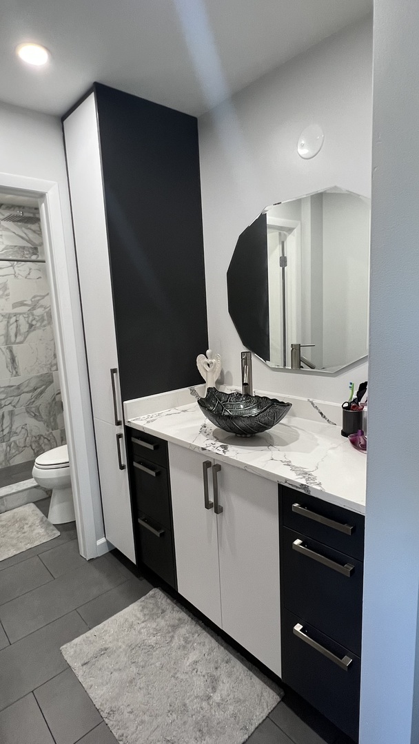 121 Windsor Lane, Unit D Willowbrook, IL 60527 - Photo 15 of 23 a bathroom with a double vanity sink and a toilet