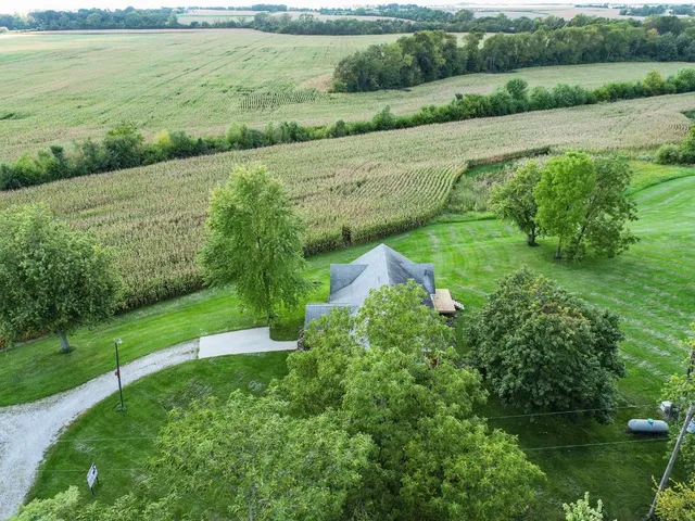 a view of a lake with a park