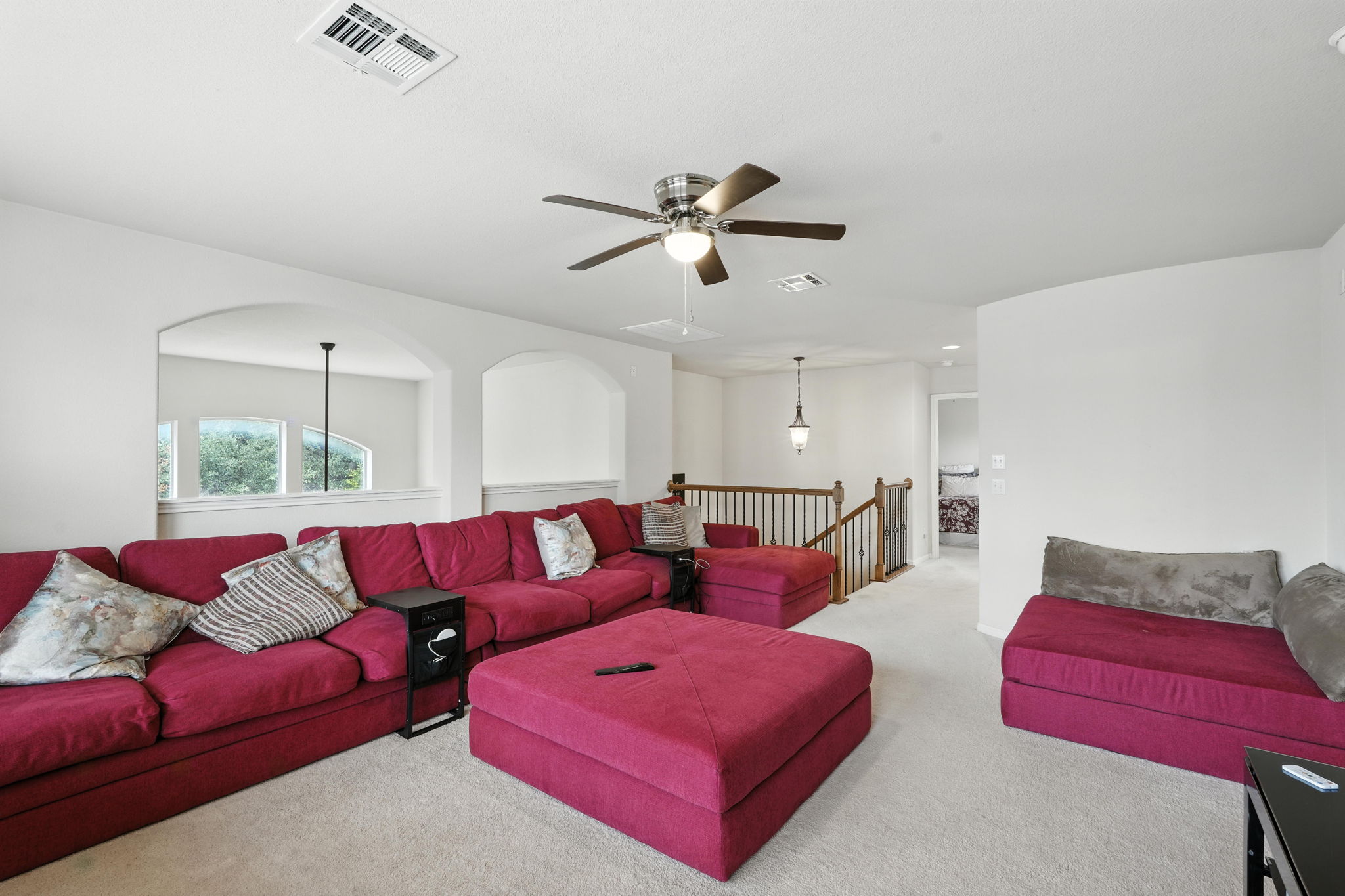 1802 Misty Ridge Leander, TX 78641 - Photo 27 of 39 Carpeted living area featuring ceiling fan