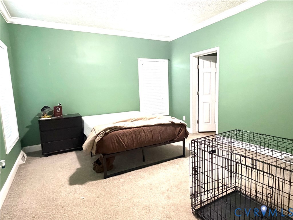 14558 Brick Road Petersburg, VA 23805 - Photo 20 of 27 Bedroom with light colored carpet, a textured ceil