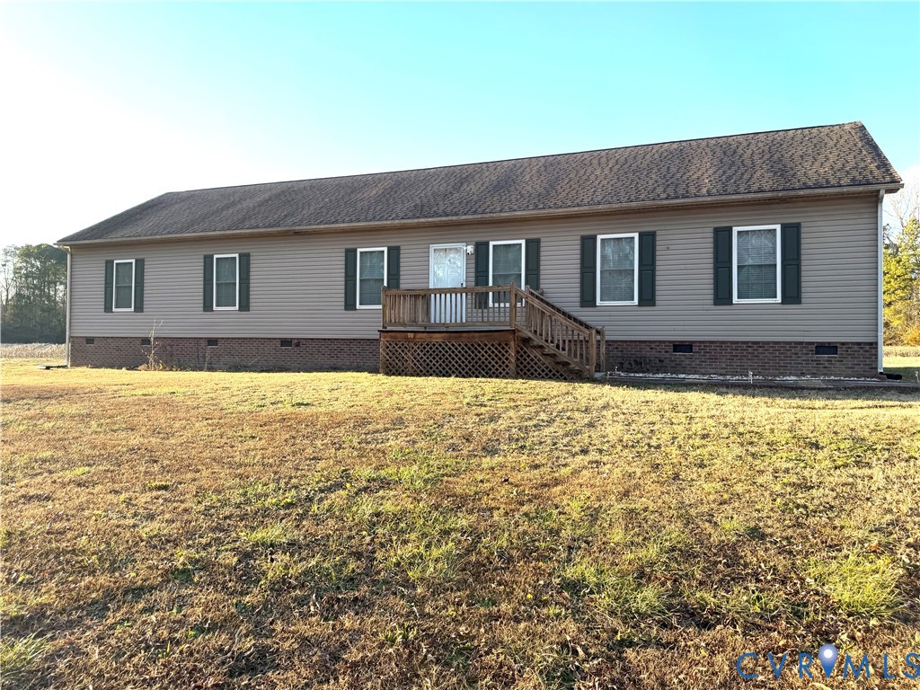 14558 Brick Road Petersburg, VA 23805 - Photo 2 of 27 Ranch home featuring crawl space, a wooden deck, a