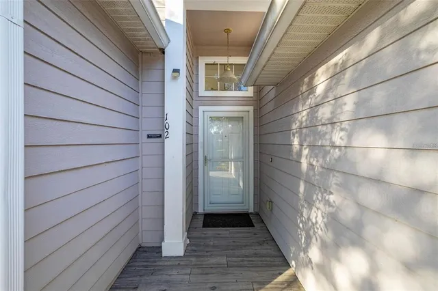 a view of a wooden door