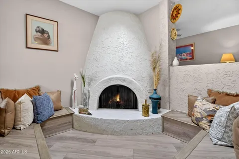 a living room with furniture and a couch