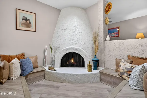 a living room with furniture and a couch