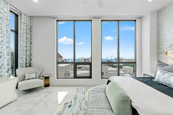 a balcony with view of ocean