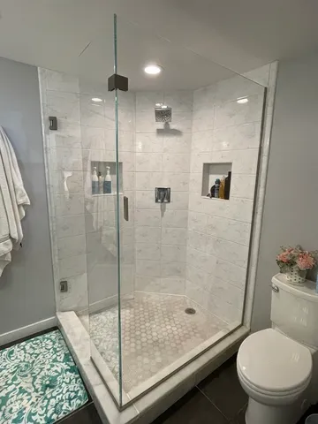 a bathroom with a shower