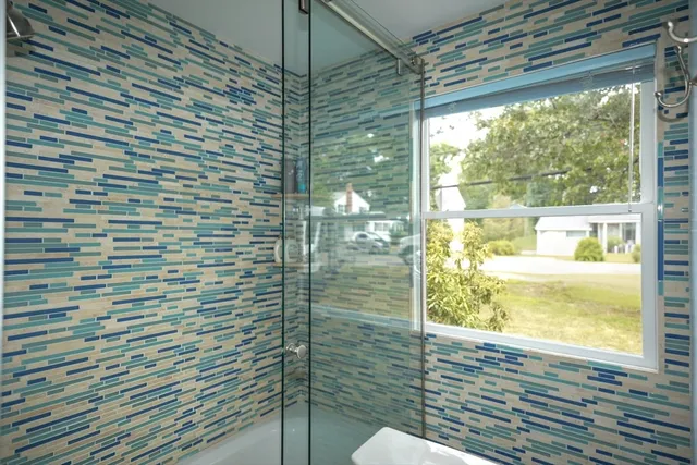 a bathroom with a shower