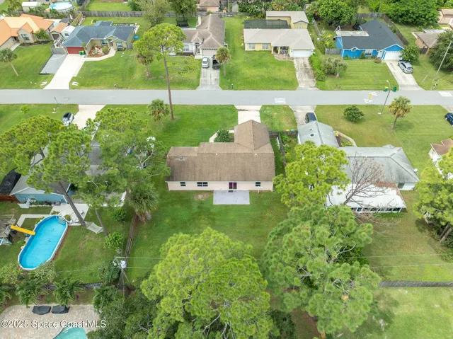 an aerial view of a house