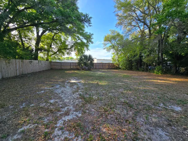 a view of a yard with trees