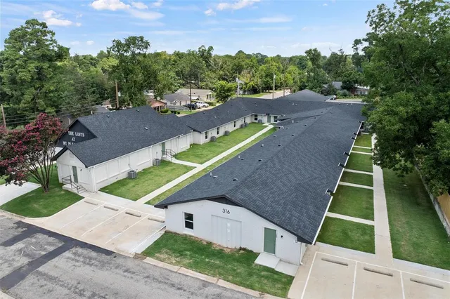 an aerial view of a house