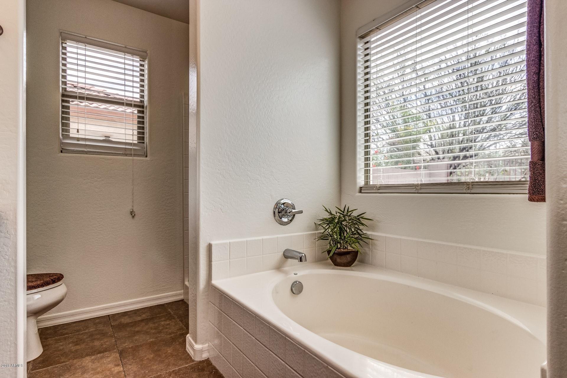 3927 East Blue Sage Road Gilbert, AZ 85297 - Photo 13 of 26 a white bath tub sitting next to a white toilet