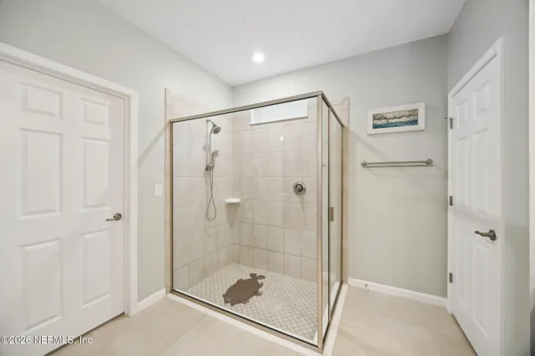 a bathroom with a shower