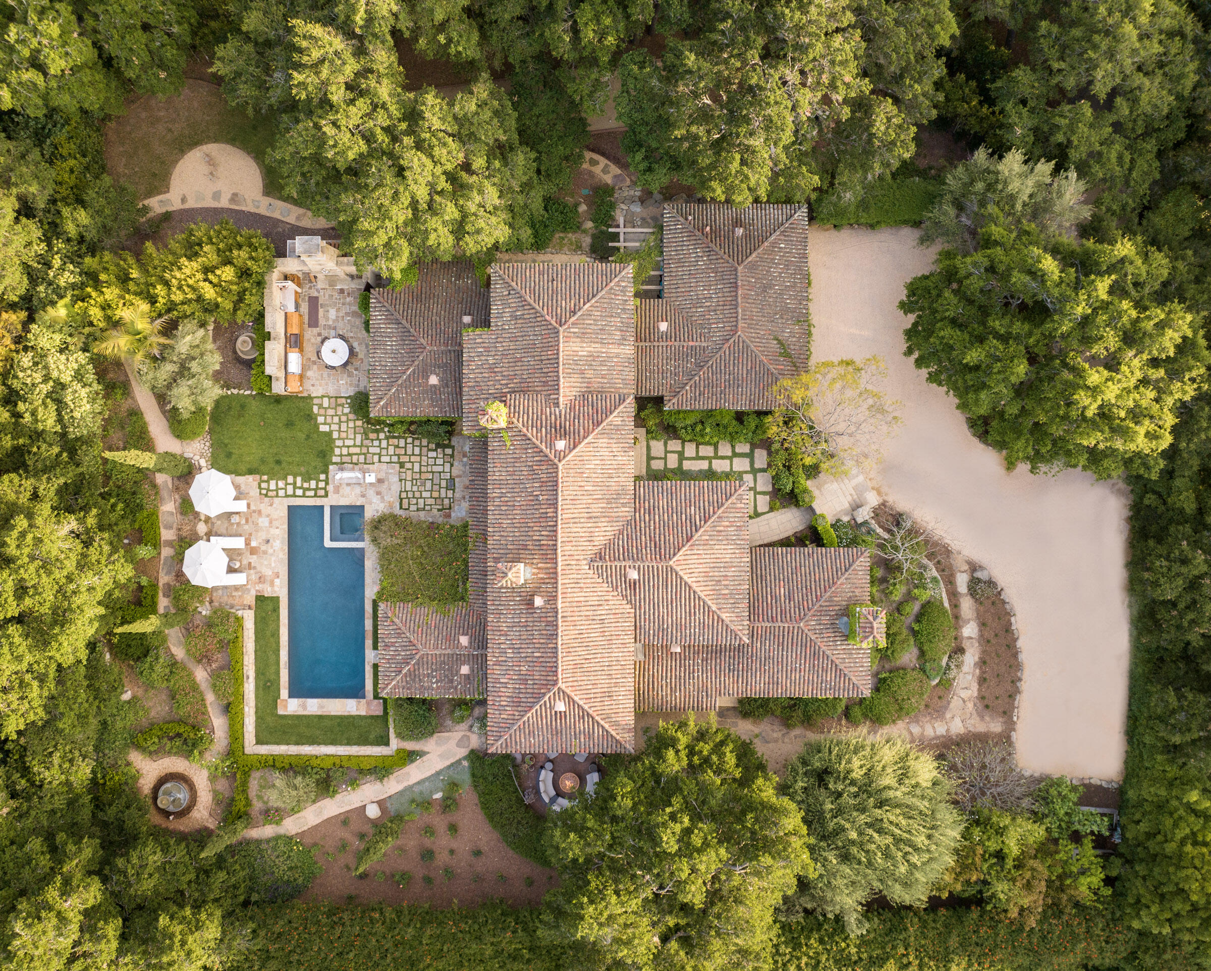 2222 East Valley Road Montecito, CA 93108 - Photo 30 of 30 an aerial view of a house with a yard and garden