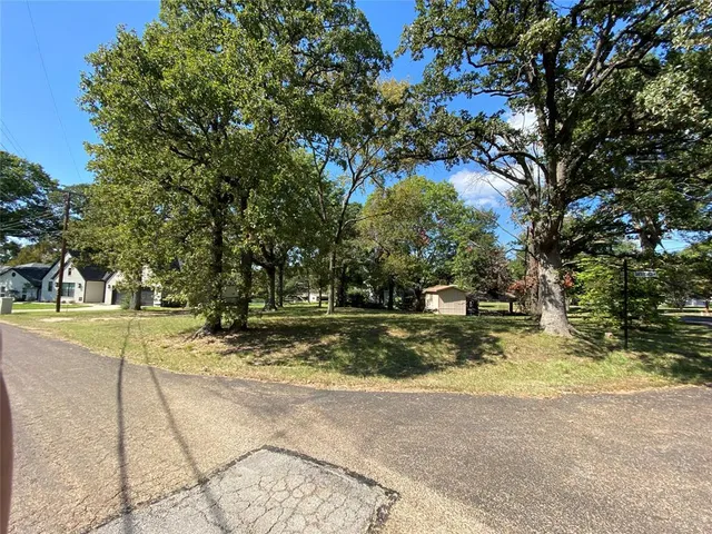 a view of a yard with trees