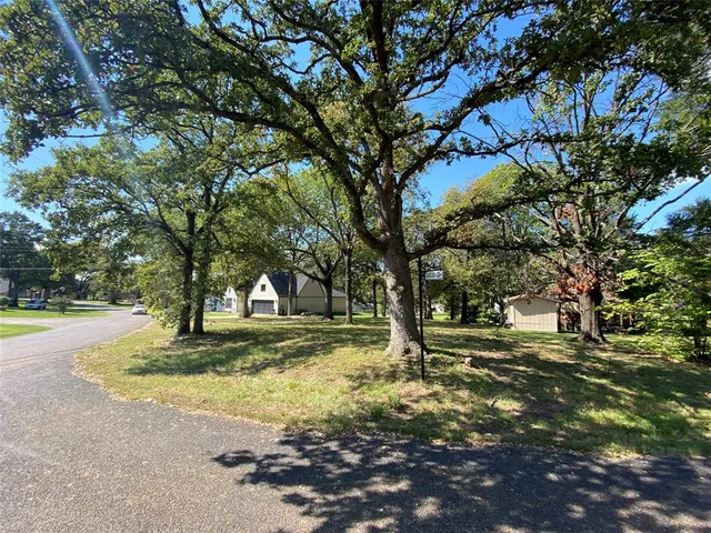 a view of a yard with a tree