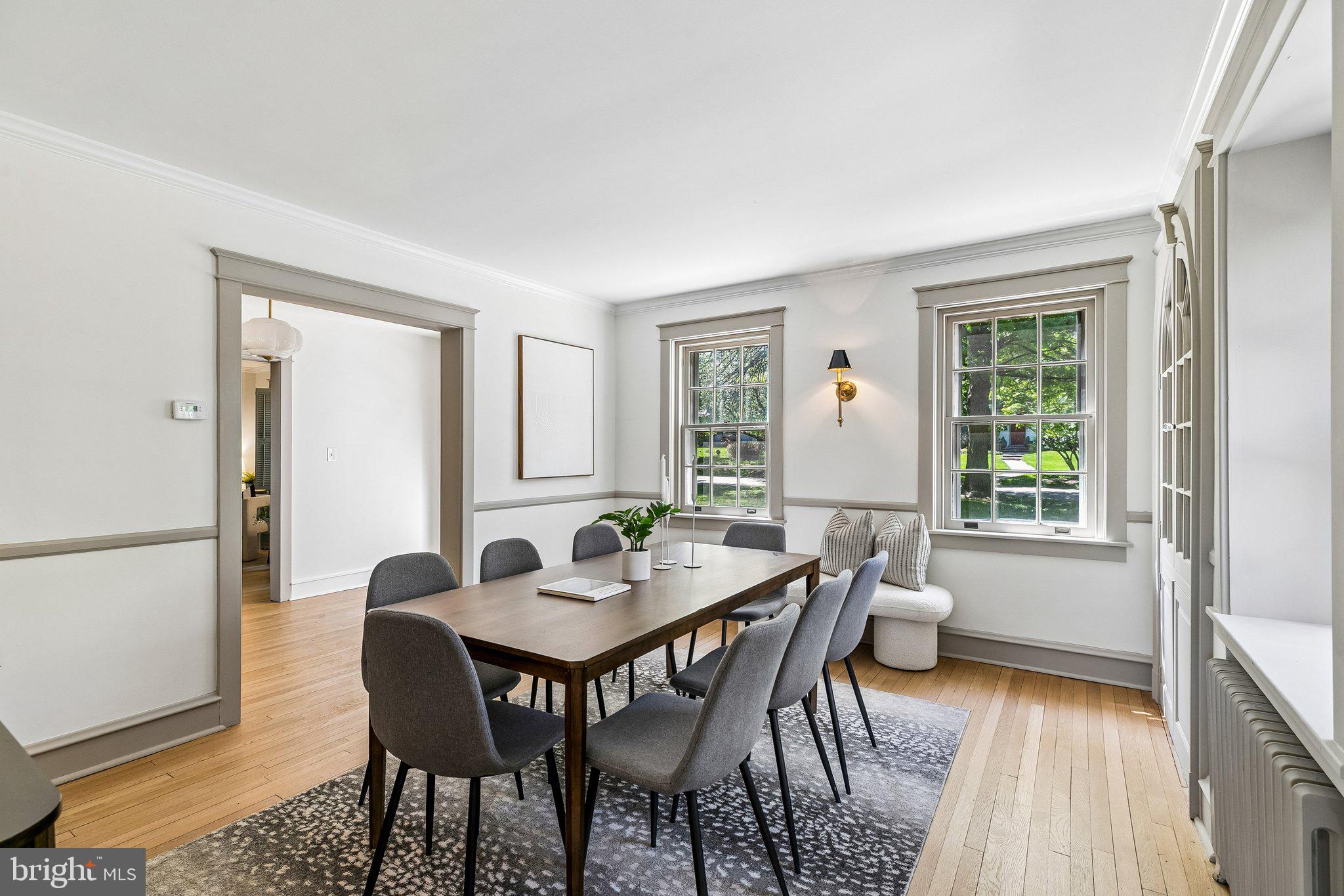 19 Farm Road Wayne, PA 19087 - Photo 9 of 50 a view of a dining room with furniture and wooden floor